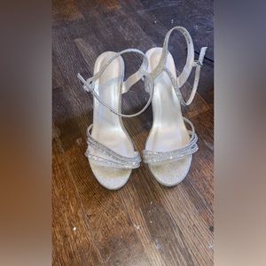 Gold strap heels, wore once(ended up at the derby after prom, walked on rocks)